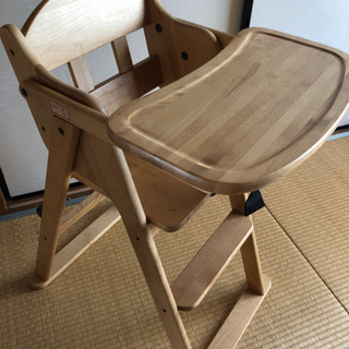 【ネット決済】木製ハイチェア　子どもいす　テーブル付き