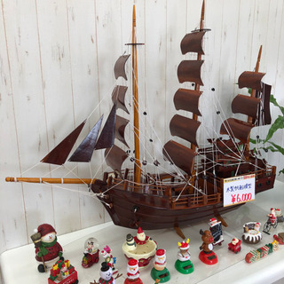 【ネット決済】木製帆船模型☆玄関、リビングのインテリアにいかがで...