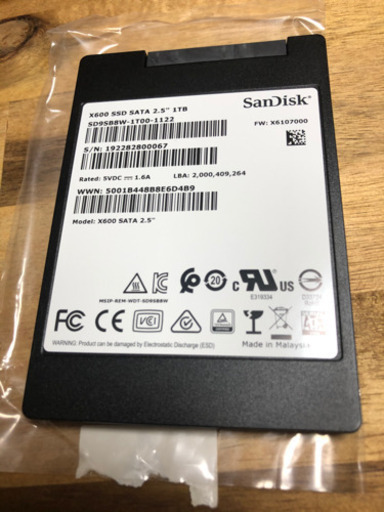 PS4で使用してたSSD SanDisk X600 1TB