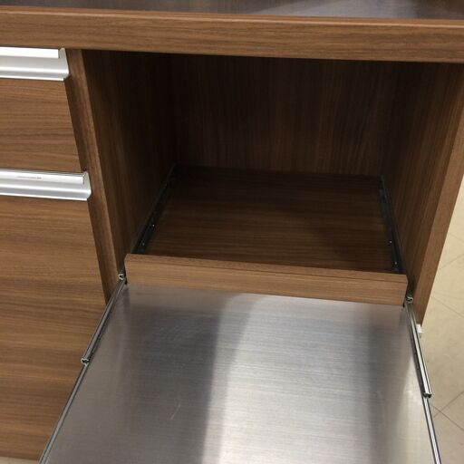 J416 フナモコ 食器棚 レンジボード キッチンボード DKD-90G リアルウォールナット 900×450×1800 クリーニング済み