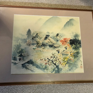 茅葺屋根 画 骨董 絵画 絵 アンティーク 伝統文化 歴史 日本画