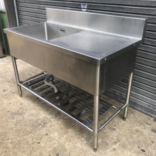ステンレス製 1槽シンク 一槽水切付シンク BSM1-126R 1200×600×800 シンク 流し台 飲食店 店舗