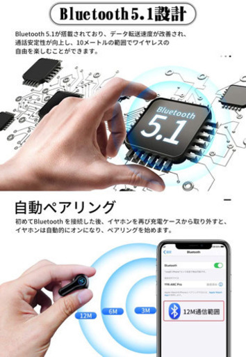 ワイヤレスイヤホン☆驚きのBluetooth5.1搭載！IPX7防水機能