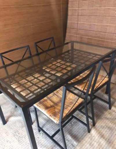 お取引き決定ikeaアイアンガラステーブルと椅子4脚セット サバ 拝島の家具の中古あげます 譲ります ジモティーで不用品の処分
