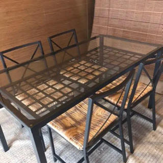 お取引き決定　IKEAアイアンガラステーブルと椅子4脚セット