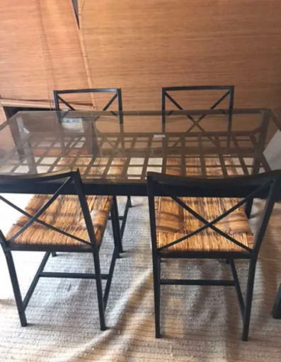 お取引き決定ikeaアイアンガラステーブルと椅子4脚セット サバ 拝島の家具の中古あげます 譲ります ジモティーで不用品の処分
