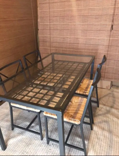 お取引き決定ikeaアイアンガラステーブルと椅子4脚セット サバ 拝島の家具の中古あげます 譲ります ジモティーで不用品の処分