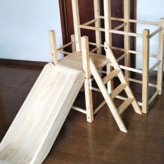 【お取引中】組み立て式 木製滑り台付きジャングルジム