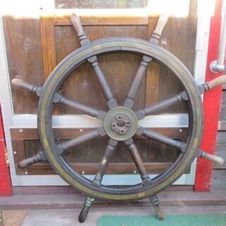 ヴィンテージな船のラット・舵 木製  直径約103㎝／インテリア・レトロ ヴィンテージな船のラット・舵 木製 直径約103㎝／インテリア・レトロ