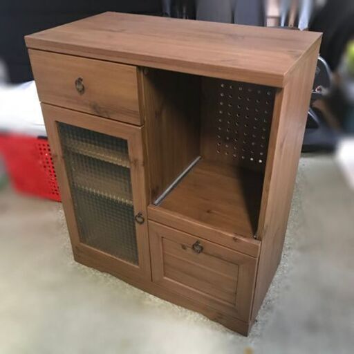 レトロモダン調 レンジ台【自社配送は札幌市内限定】キッチン収納 レンジボード 食器棚 キッチンボード
