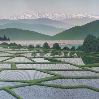 その他 絵画「清雅 朝日連峰」