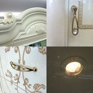 イタリア製 サルタレッリ フローレンス カップボード キャビネット 白家具 アンティーク調 飾り棚 ダウンライト付