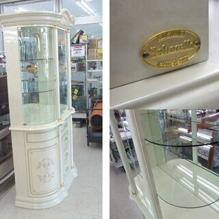 イタリア製 サルタレッリ フローレンス カップボード キャビネット 白家具 アンティーク調 飾り棚 ダウンライト付