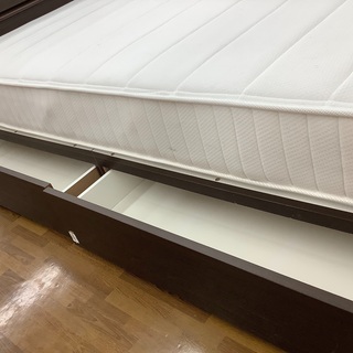 ブラウン ダブルベッド 引き出し付き　ニトリ　送料込 ダブルベッド ニトリ 引き出し付き ダークブラウン