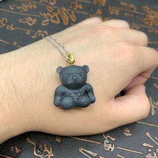 ネックレス ベア 本翡翠 ヒスイ 黒色 縁起物 誕生日プレゼント 鑑別書