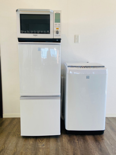 高年式✨お任せ家電3点セット　配送設置無料　冷蔵庫　洗濯機　電子レンジ