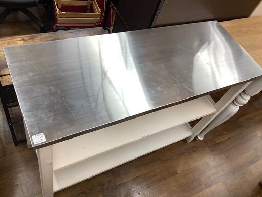 ニトリ　ステンレスワークテーブル　ホワイト　SINAMO120