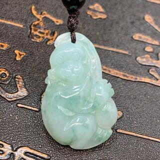 ネックレス 猿 ミャンマー産 本翡翠 氷ヒスイ 誕生日プレゼント 鑑別書有