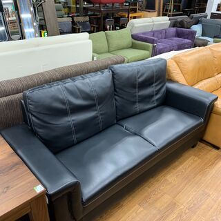 2人掛けソファー ブラック 売場展開中！！！