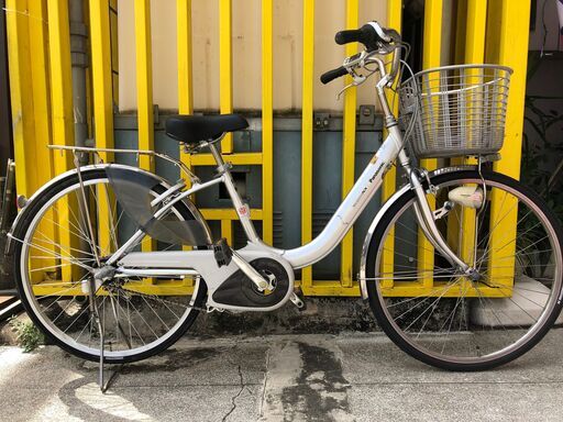 《レンタサイクル店使用　自転車整備士整備済み！》㊼中古車　電動アシスト　26インチ　Panasonic　シルバー　3段変速付
