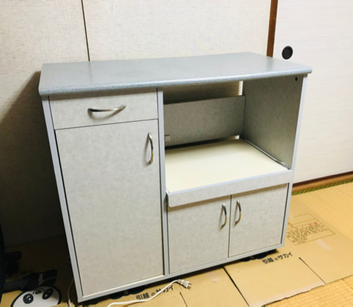 組立不要 スライド天板キッチンボード