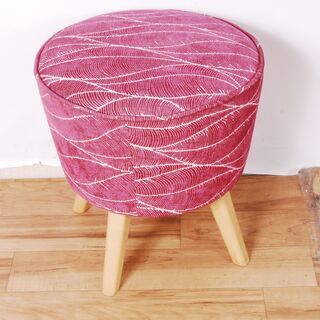 3756 椅子 丸椅子 金華山織 布張り 木製 ピンク D42....