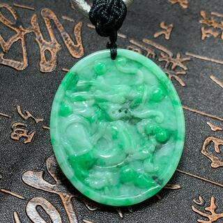 福袋 ネックレス 龍 ドラゴン 竜 本翡翠 ヒスイ 緑色 誕生日プレゼント