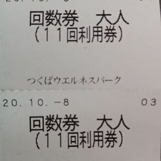 つくばウエルネスパーク回数券2回分①