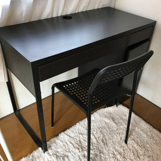 【ネット決済】机と椅子　木　黒　茶色