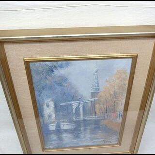 伊藤 仁★『塔とはね橋』アムステルダム★油絵★1975年製★日本美術会会員 「赤レンガの画家」 / 1196 伊藤 仁☆『塔とはね橋』アムステルダム☆油絵☆1975年製☆日本美術