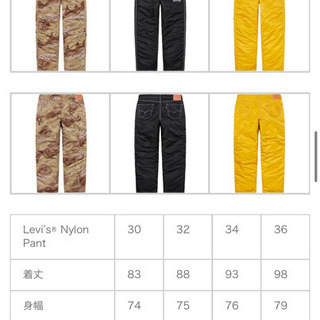 お値下げ　Supreme × Levi\'s 19AW  Nylon Pant リーバイス　シュプリーム