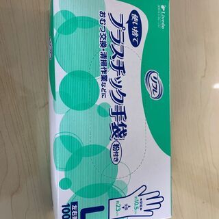 【新品未開封】リフレ　プラスチック手袋（粉付）Ｌサイズ　100枚...