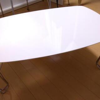 【ネット決済】猫脚　姫系折りたたみテーブル　鏡面仕上げ　白
