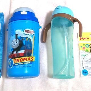 トーマスの水筒とピジョン ストローボトル トール(替えパッキン付...