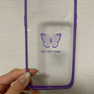 iPhoneXR ケース　クリア　バタフライ　紫　パープル
