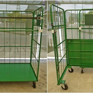 ナンシン・カゴ台車ラスティーパレットRC-5C / グリーン / 1,100ｘ800×1,700 / 対荷重500kg (04)
