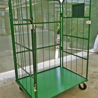 ナンシン・カゴ台車ラスティーパレットRC-5C / グリーン / 1,100ｘ800×1,700 / 対荷重500kg (04)