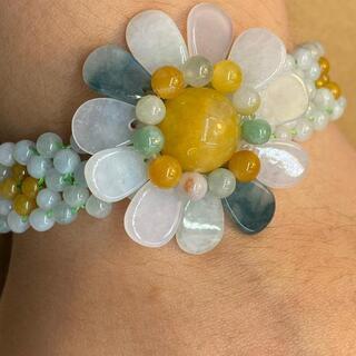 ブレスレット 花 本翡翠 ヒスイ 誕生日プレゼント 縁起物 金運ＵＰ 本物保証