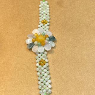 ブレスレット 花 本翡翠 ヒスイ 誕生日プレゼント 縁起物 金運ＵＰ 本物保証