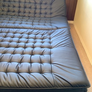 美品　合皮ソファベッド　キングサイズベット　2個セット　(Nシールド ロック BK)