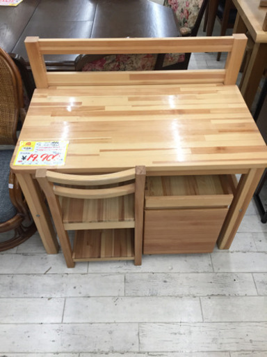 11/13  【無印良品ミニデスク3点セット✨】定価¥59,700  イス\u0026収納付き 明るい色の木目調