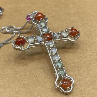 福袋 ネックレス 十字架 天然本翡翠 氷ヒスイ A貨 レッド 希少 本物保証