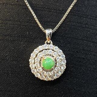 福袋 ネックレス 天然本翡翠 氷ヒスイ 緑色 シルバー ジリコン 本物保証