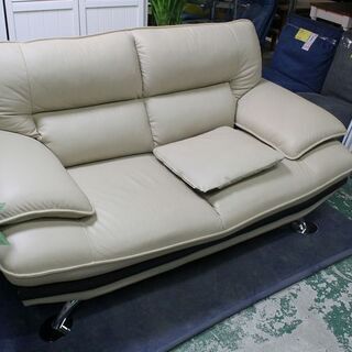 R2277) NITORI 中古 ニトリ　2人用本革　LOZO4　ハイグレード　ベージュ ソファ 店頭取引大歓迎♪
