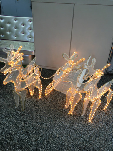 商談中 クリスマス イルミネーション トナカイ4匹\u0026ソリ ジャンク品