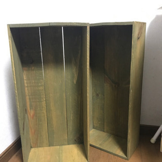 【ネット決済】オリーブ色 木箱 大 2つセット