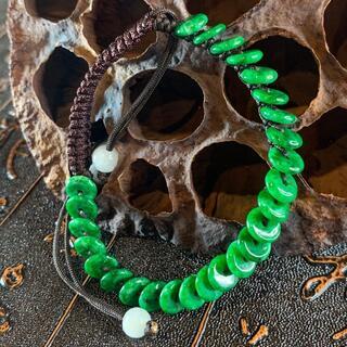 可愛い　ブレスレット ミャンマー産 本翡翠 ヒスイ A貨 高級緑色 誕生日プレゼント　鑑別書付き 2022072106