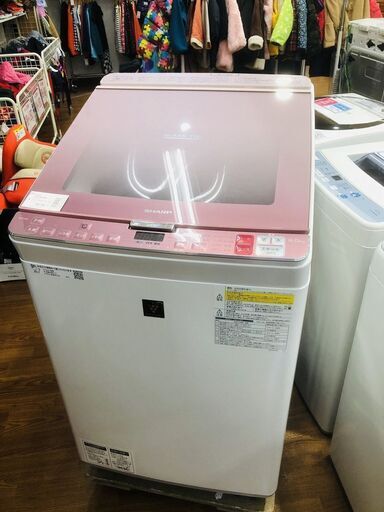 おしゃれなガラストップ乾燥洗濯機、SHARPの8キロ入荷！
