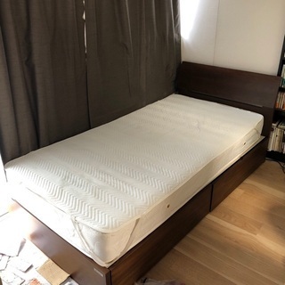 【ネット決済】シングル　ベッド　収納・マットレス付き