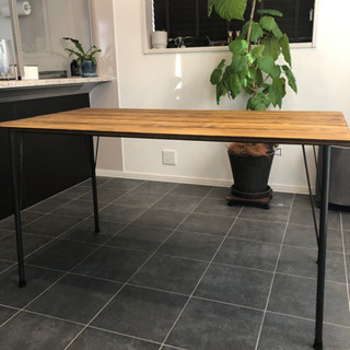 天然木】ダイニングテーブル(アイアン脚)